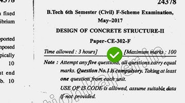 2017 Mdu BTech Civil 6th Sem Design of Concrete Structure Question Paper