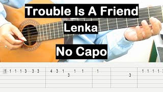 Trouble Is A Friend Guitar Tutorial No Capo (Lenka) Melody Guitar Tab Guitar Lessons for Beginners