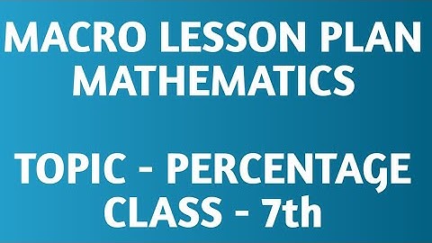 Macro lesson plan/TOPIC- PERCENTAGE/Mathematics/B.Ed