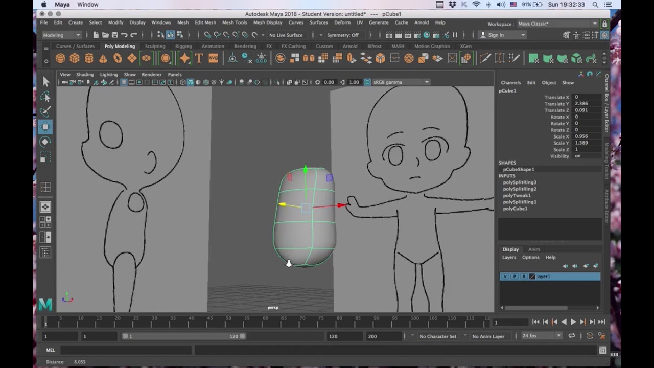 Modelado de un personaje básico en Maya 2018 Parte 1 - YouTube