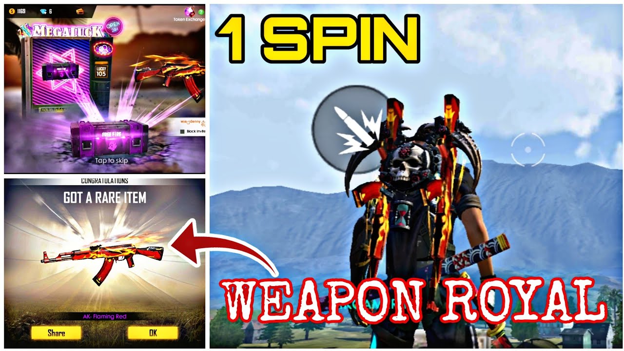 Free fire Weapon Royale Flame AK Review | Flame Ak in 1 spin - 