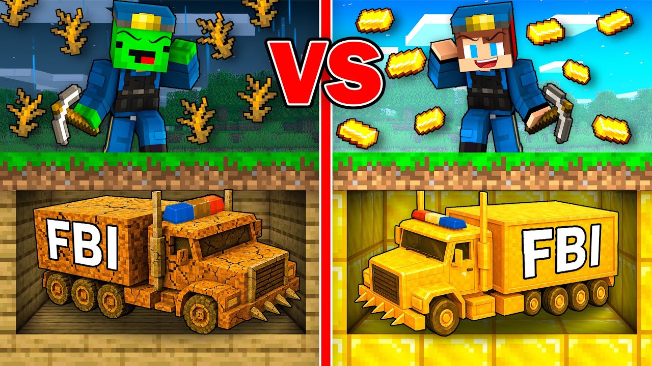 Mikey POOR vs JJ RICH FBI Truck Mine Battle in Minecraft - Maizen