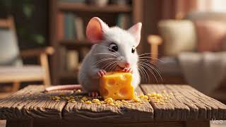 White mouse eating cheese