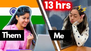 13 hours studying? Trying INDIAN students study routine + speaking Hindi🔥