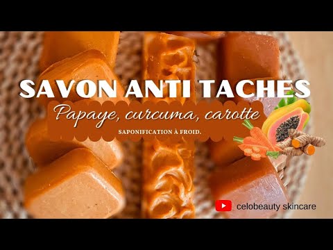 SAVON CLARIFIANT ANTI BOUTONS ET TACHES AU CURCUMA +CAROTTE + CITRON 