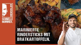 Schnelles Marinierte Rindersticks mit Bratkartoffeln Rezept von Steffen Henssler