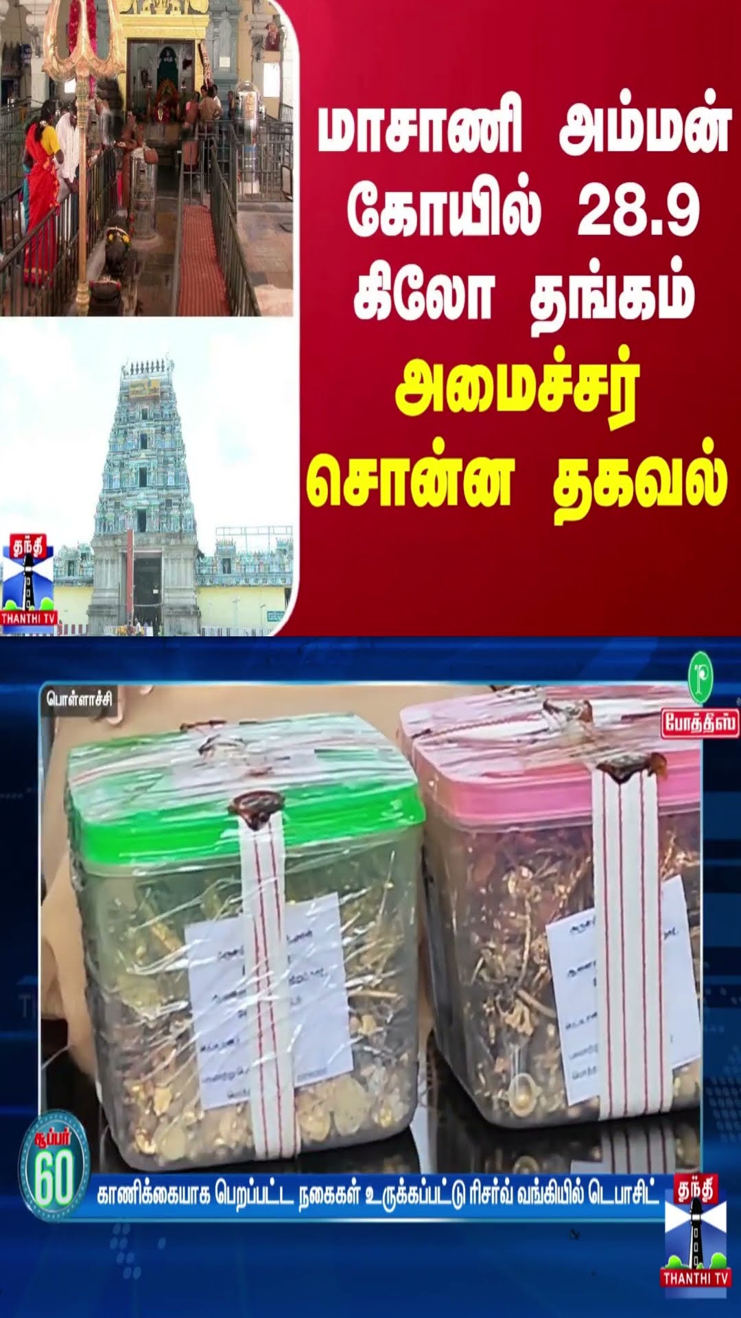 மாசாணி அம்மன் கோயில் 28.9 கிலோ தங்கம் - அமைச்சர் சொன்ன தகவல்