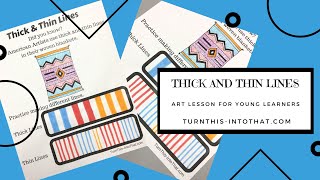 Thick and Thin Lines Elementary Art Lesson - Kindergarten Art Lesson - Virtual Art Lesson for Kids