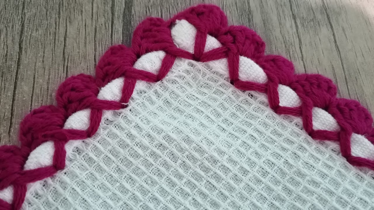 pazen battaniye mendil peçte kenarı örneği ve tığlama❤️طريقة حياكة حافة بطانية