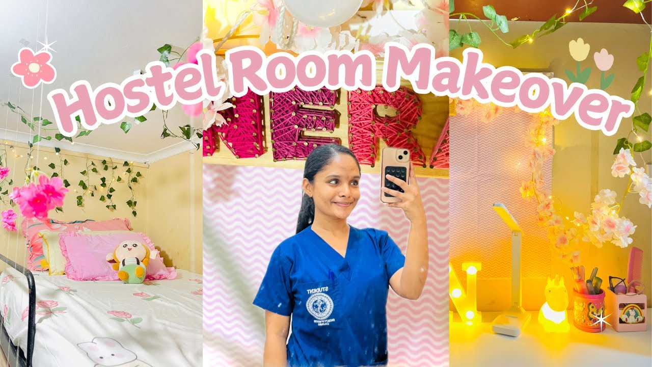 HOSTEL ROOM MAKEOVER 🧸🎀 Medical College Hostel Move in 👩🏻‍⚕️🏫 *pinterest inspired* 🌺🍃 Aesthetic 💌🕯️