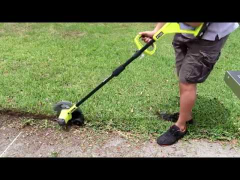 battery powered lawn edger with blade