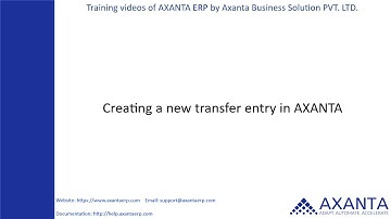 Create a new transfer entry in AXANTA
