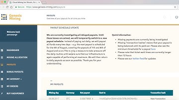 Genesis Mining Payout Updates!! Payouts When???