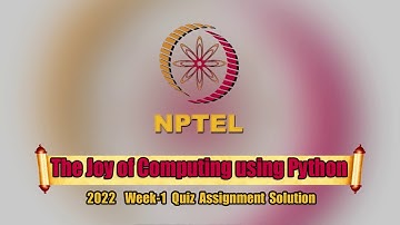 Swayam || The Joy of Computing using Python Week-1 Quiz Assignment Solution || NPTEL