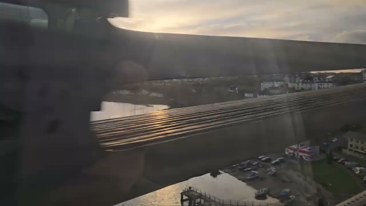 Sunset view of the Tamar from Royal Albert bridge onboard the last HST from Plymouth to Penzance