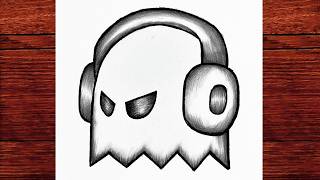 How to Draw Casper Ghost with Headphones Cute Ghost Drawing Easy