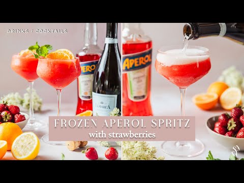 Frozen Aperol Spritz with Strawberries • Sunday Table