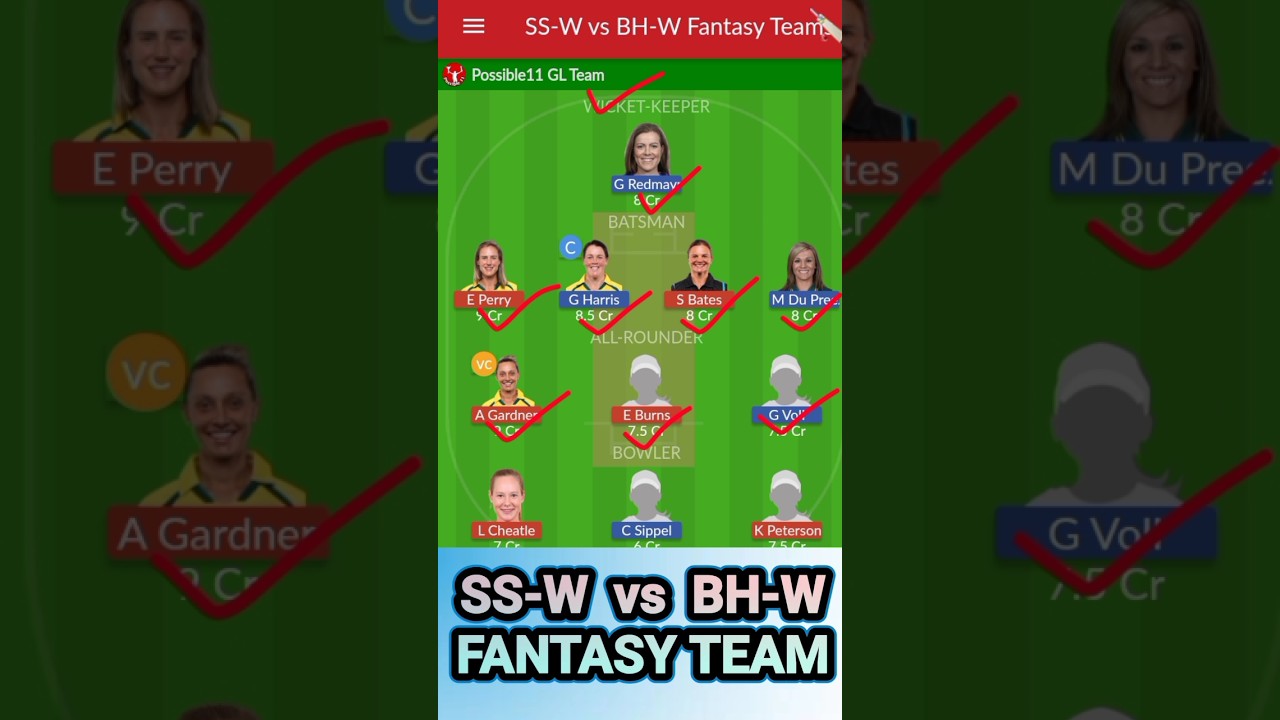SS-W vs BH-W Dream11 Prediction | SS-W vs BH-W Dream11 Prediction Today Match | SS-W vs BH-W Dream11