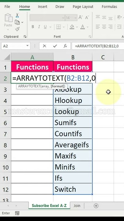 Arraytotext function in excel | #Shorts - YouTube