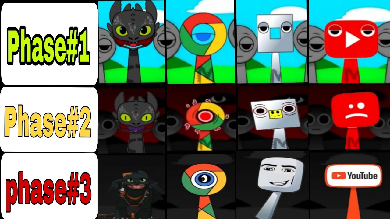 My Sprunki OC: Toothless | From Phase 1 to Phase 4 (How to Train Your Dragon x Google Chrome)