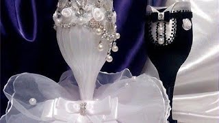 تزيين كاسات العروسين Wedding glasses DIY