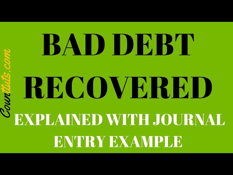 वीडियो: वसूल किए गए अशोध्य ऋणों के लिए जर्नल प्रविष्टि क्या है?