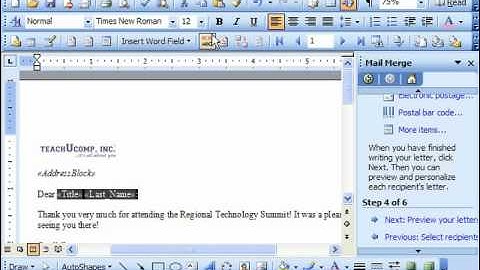 Word 2003 Tutorial Formatting Merge Fields Microsoft Training Office Lesson 21.4
