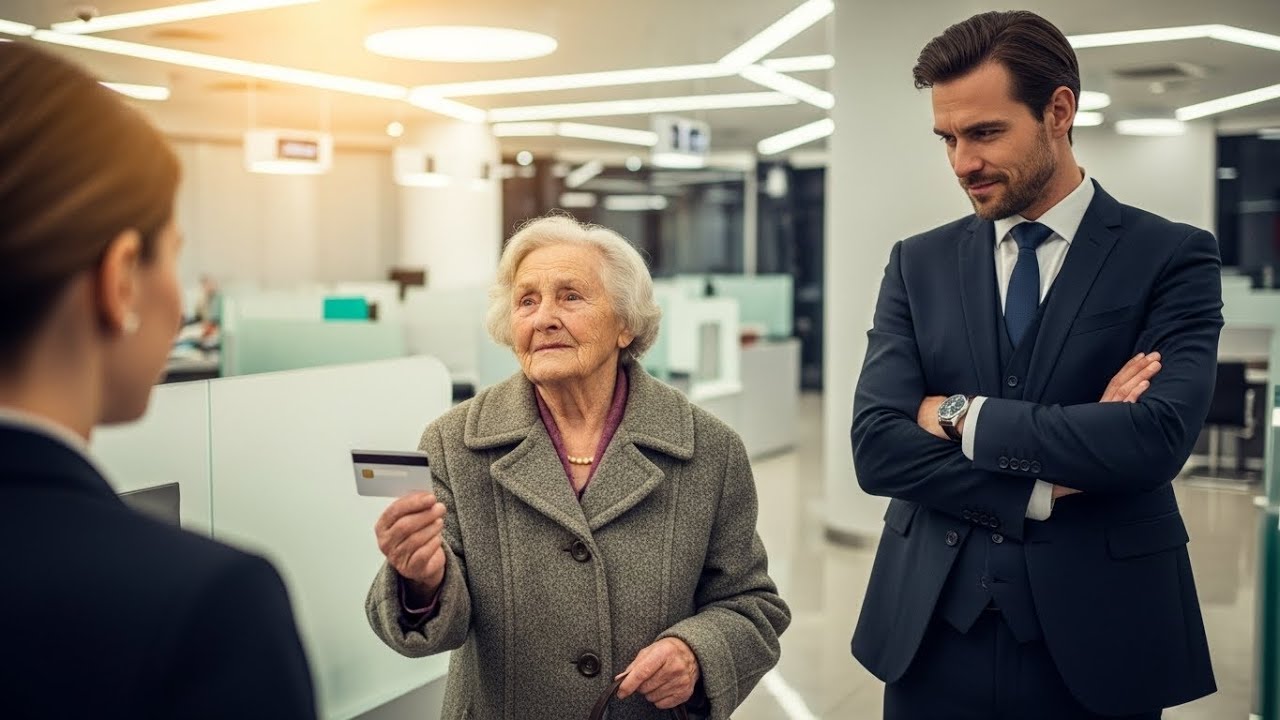 Ich möchte nur meinen Kontostand prüfen“, sagte die 90-jährige Frau. Der Millionär lachte...