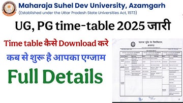 How to download time table of msdsu | msdsu time table 2025 | maharaja suhel dev state university