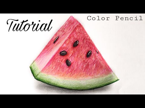 How To Draw A Watermelon  Colored Pencil Tutorial Very Easy