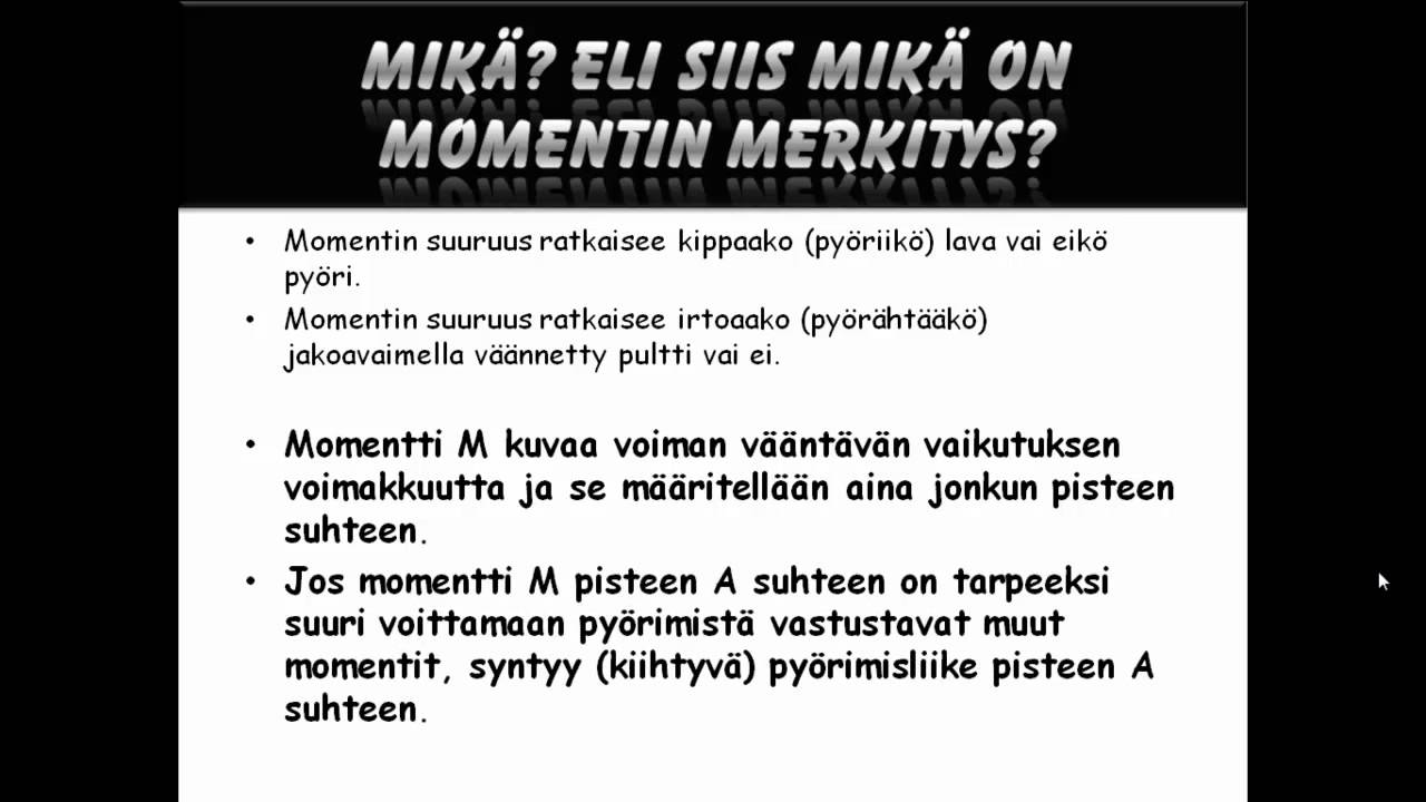 FYS5/8 Voiman momentti