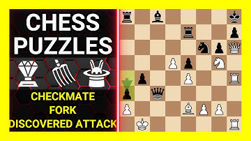 Chess Puzzles to Practice. Themes: Checkmate, Fork, Discovered attack. Learn Chess