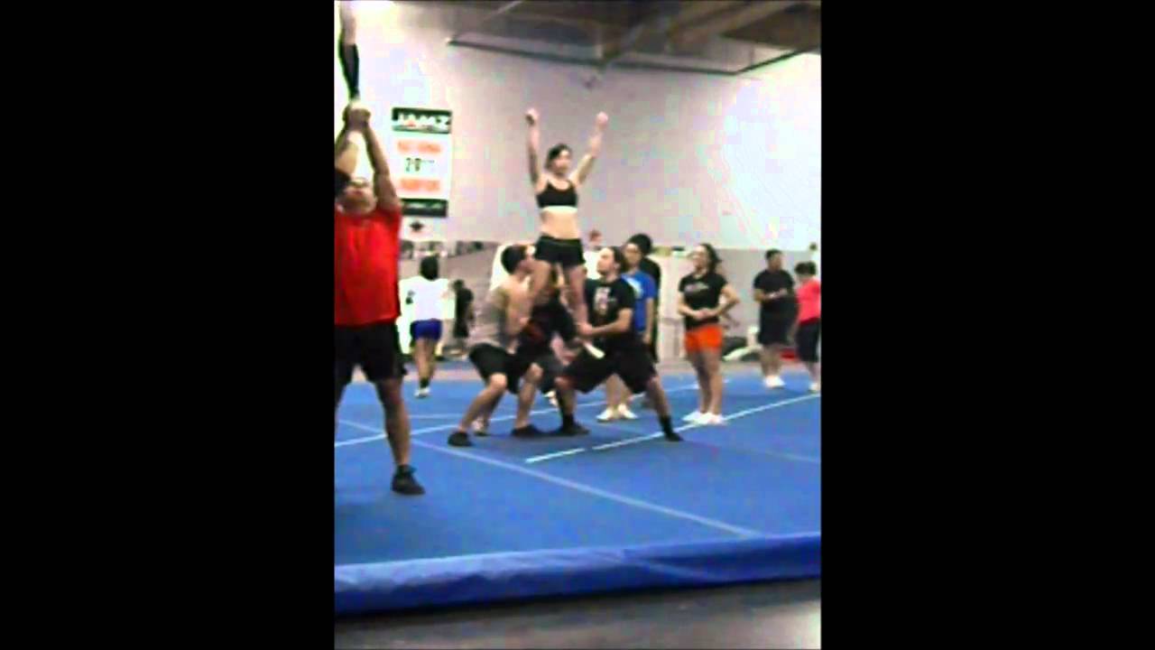 Cheer stunt Kelley thigh stand twist cradle YouTube