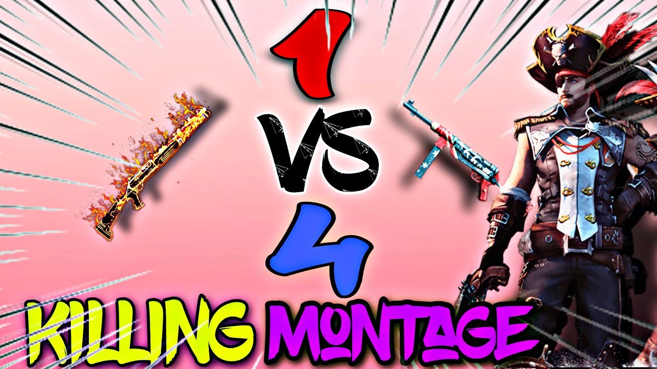 FREE FIRE SOLO VS SQUAD KILLING MONTAGE 🥴 | 1 VS 4 SHORT RANGE ACTION ...