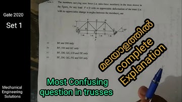 GATE 2020 SET 1, Trusses confusing question. Explanation in Malayalam