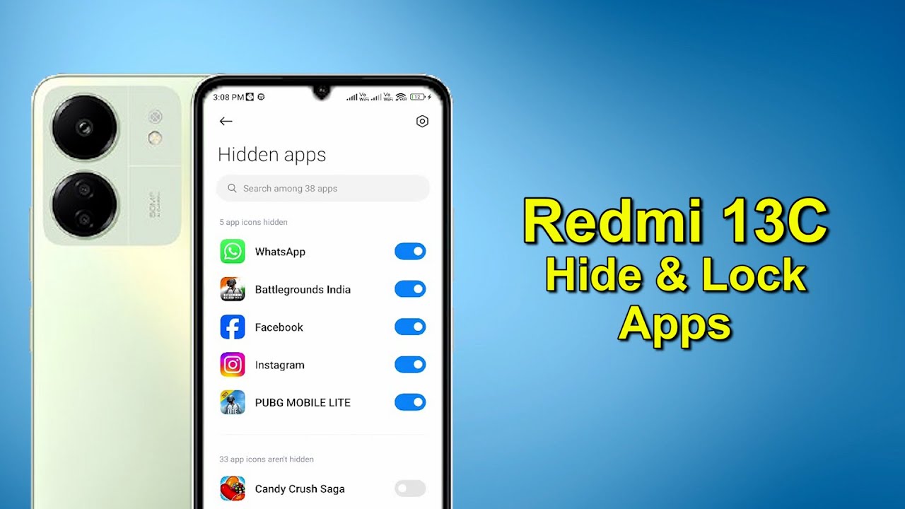 How to Hide & Lock Apps in Redmi 13C - YouTube
