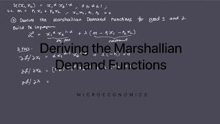 Deriving the Marshallian Demand Functions