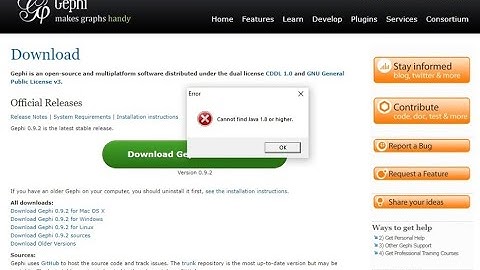 Como resolver o erro "Cannot find Java 1.8 or higher" no Gephi?