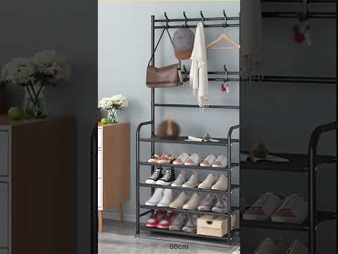 رف متعدد الوظائف بعجلات حامل تخزين متعدد الوظائف منظم ملابس رف ملابس حامل معطف 