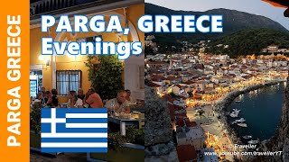 PARGA, GREECE - Evening Time in Parga Town - Night Walk Through Beautiful Parga