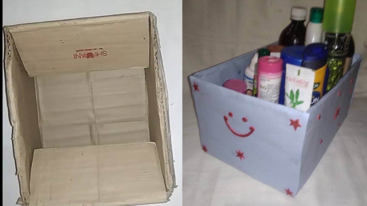 Cardboard box craft creative ideas DIY storage box | cardboard box idea