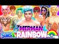 🌈BEAUTIFUL RAINBOW MERMEN!🧜‍♀️ - Sims 4 CAS Challenge!