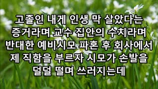 실화사연 -고졸인 내게 인생 막 살았다는 증거라며 교수 집안의 수치라며 반대한 예비시모 파혼 후 회사에서 제…