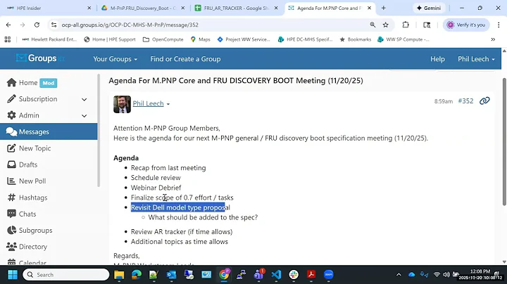OCP Server - DC-MHS - PnP Workstream call (Nov 20, 2025)