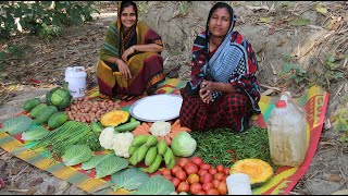 15 Types Vegetables Mixed Tasty Curry & A Big Shahi Parota Cooking By Village Women For 200+ People