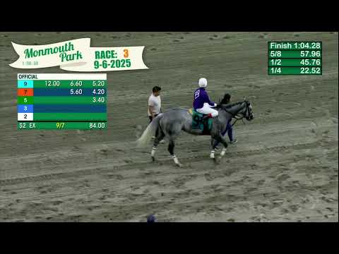 video thumbnail for MONMOUTH PARK 09-06-2025 RACE 3
