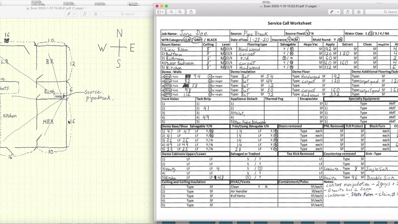 Service Call Worksheet - Mock Flood - YouTube