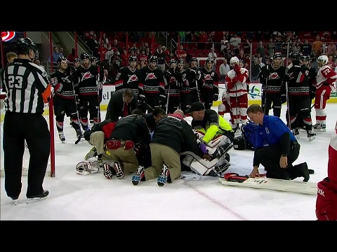 Lack stretchered off after giving up OT winner to Red Wings