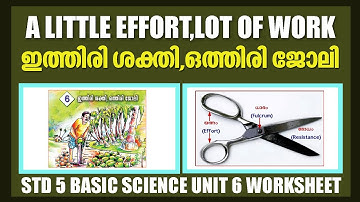 STD 5 Basic Science Unit 6|A Little Effort Lot Of Work Worksheet|SCERT Kite Victers Kerala Syllabus