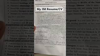 My IIM CV/ resume। The IIM Guy #shorts